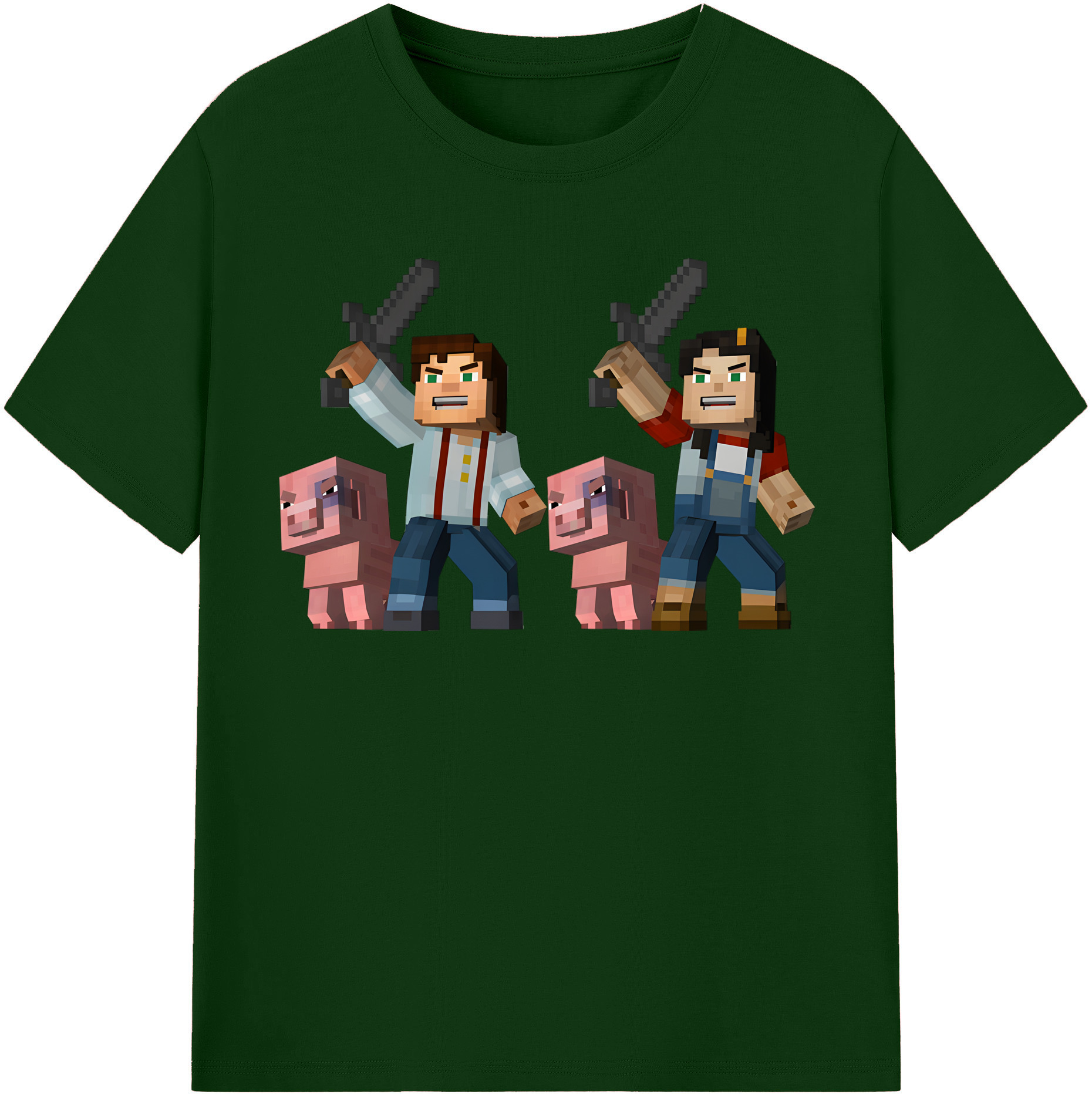（画像用） マインクラフト ブロックの世界 Minecraft MC Block world 綿100％半袖Tシャツ（フロントプリント）